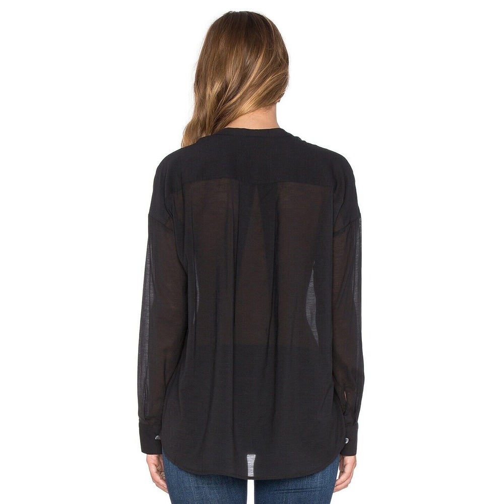 James Perse Cotton Silk Stretch Pullover Tunic Top Semi Sheer Blouse 1 US Small - Picture 7 of 9